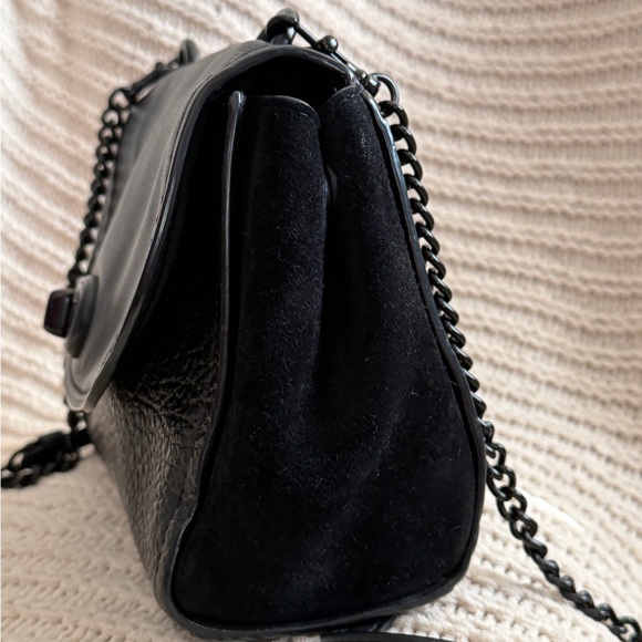 Coach Faye Mini Crossbody Black Leather & Suede Turnlock Flap - Picture 8 of 15